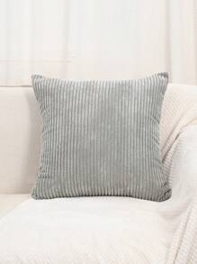 1pc Corduroy Pillowcase Or Lumbar Pillowcase - Grey - View 4