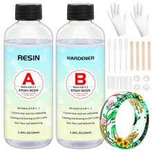 100ml/200ml/500ml/1000ml透明水晶環氧樹脂套裝，無泡沫樹脂，適用於桌面和酒吧鑄造，透明樹脂用於工藝藝術，生日/派對/節日禮品