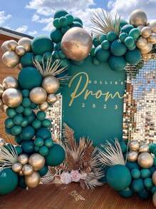 Kit de guirnalda de arco de globos verdes oscuros y dorados de 109 piezas, globo metálico de color verde esmeralda oscuro cazador forestal salvia verde y oro para decoraciones de fiestas de cumpleaños, bodas y safari en la selva - Multicolor - Ver 5