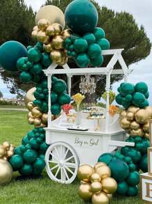 Kit de guirnalda de arco de globos verdes oscuros y dorados de 109 piezas, globo metálico de color verde esmeralda oscuro cazador forestal salvia verde y oro para decoraciones de fiestas de cumpleaños, bodas y safari en la selva - Multicolor - Ver 3