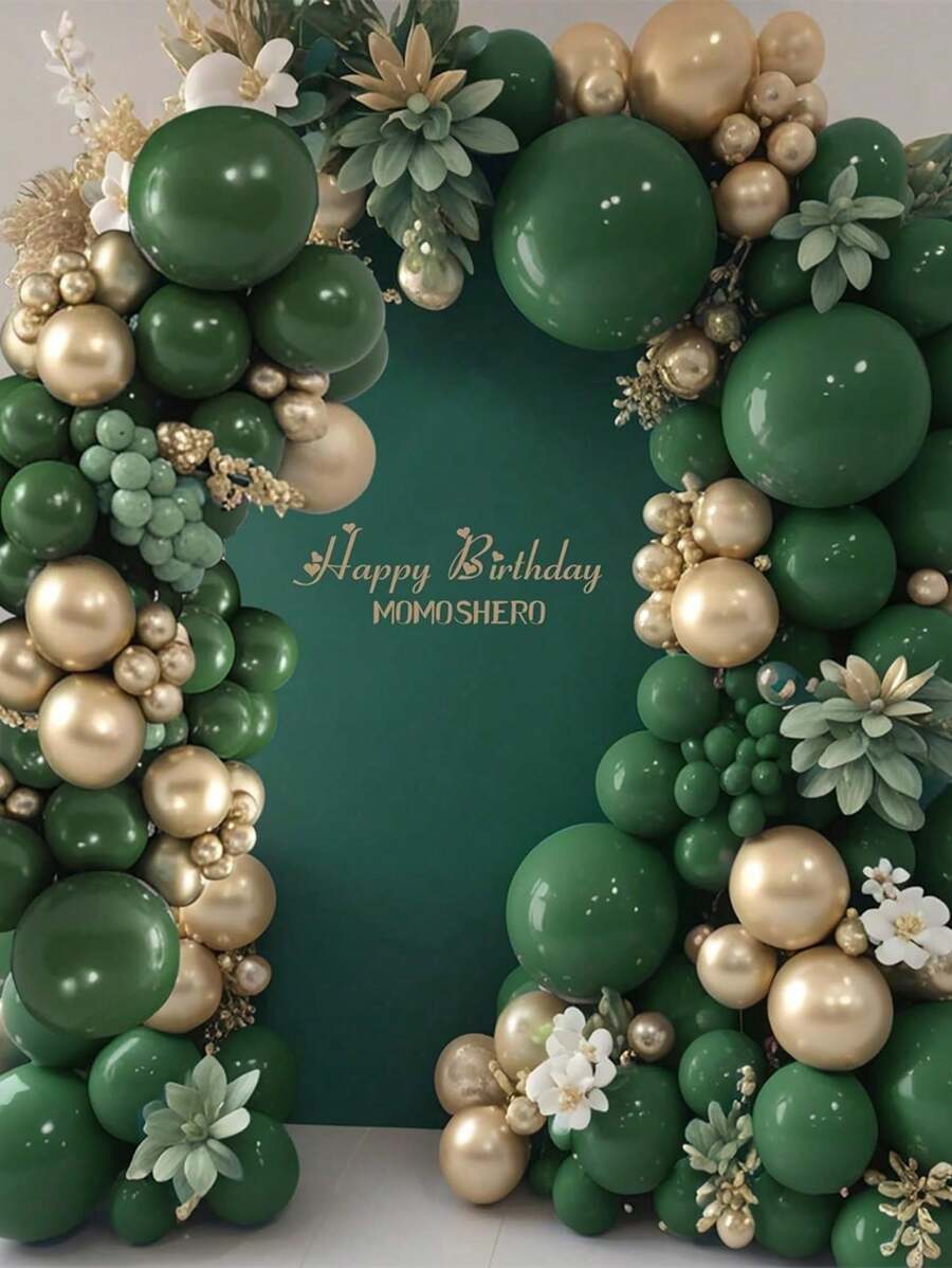 Kit de guirnalda de arco de globos verdes oscuros y dorados de 109 piezas, globo metálico de color verde esmeralda oscuro cazador forestal salvia verde y oro para decoraciones de fiestas de cumpleaños, bodas y safari en la selva - Multicolor - Ver 1