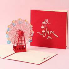 3D 玫瑰花束和樱花情侣贺卡，手工制作的爱情祝福 3D 弹出式卡片，适合生日礼物、结婚纪念日、邀请函、感恩节、教师节。卡片可以定制手写信息并附带一个信封。圣诞节 - 彩色 - 查看 10