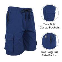 2-Pack Men's Moisture Wicking Performance Quick Dry Cargo Shorts - 海軍藍 & 淺藍色 - 查看 4