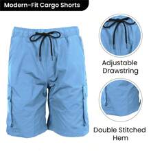 2-Pack Men's Moisture Wicking Performance Quick Dry Cargo Shorts - 海軍藍 & 淺藍色 - 查看 5