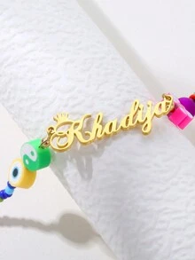 Dây chuyền hạt gạo màu khắc tên cá nhân Dây chuyền vương miện tên tùy chỉnh Mặt dây chuyền bằng gốm mềm Thép không gỉ Vàng Chữ viết tay Mặt dây chuyền thủ công Trang sức ngày lễ Quà tặng độc đáo cho bạn gái Quà tặng Giáng sinh cho mẹ Quà tặng Ngày của Mẹ - Vàng - Xem 6
