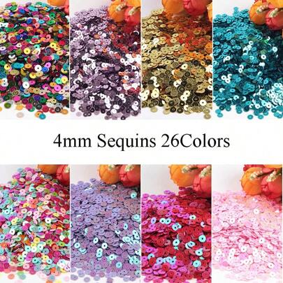20g Paetês Lantejoulas 4mm AB e Base Prateada Mistura de Cores Paetês Redondos de PVC Soltos Paetês Glitter para Fabricação de Joias DIY Costura Artesanato