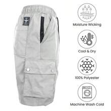 2-Pack Men's Moisture Wicking Performance Quick Dry Cargo Shorts - Black & Grey - View 6
