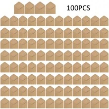 100 Pcs Kraft Mini Envelopes And Kraft Cards, Brown Kraft Envelopes For Gift Cards And Business Cards (4"X2.75") Back To School - Khaki - View 4
