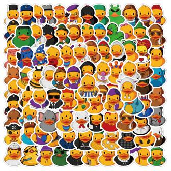 100pcs Large Cartoon Rubber Duck Stickers, Cute Aesthetic Doodle Stickers Suitable For Water Bottles, Laptops, Phones, Skateboards, Guitars, Luggage, Scrapbooks, Helmets, Bicycles, Motorcycles, Cars, Helmets, Party Decorations And Gifts