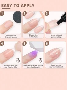 150 Móng tay giả kiểu Pháp màu da - Móng tay giả đầu vuông ngắn, gel mềm, phụ kiện làm móng tay - Nhiều màu - Xem 6