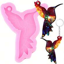1pc Hummingbird Silicone Mold For Glossy Resin Crafts - Perfect For Keychains, Pendants, And Jewelry Making - Pink - View 8