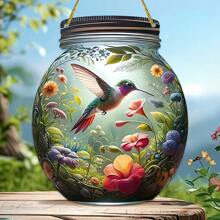 1 件蜂鸟亚克力捕光器，装在梅森罐中，适用于窗户、卧室、客厅、厨房和花园装饰、家居装饰、房间装饰、墙壁装饰