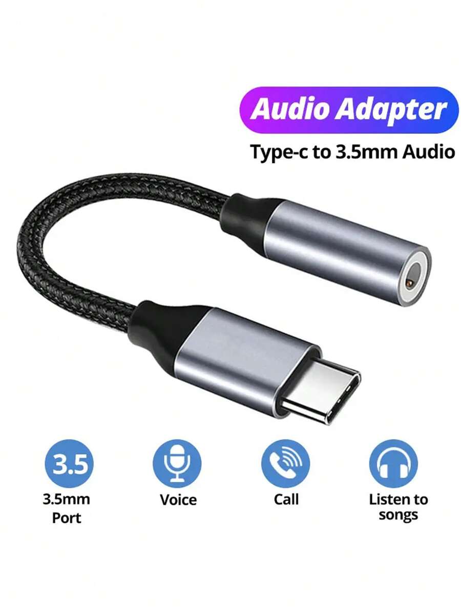 Adaptador USB tipo C a 3.5mm Aux, cable de audio jack 3.5 tipo C a conector para auriculares compatible con Samsung/Xiaomi - Multicolor - Ver 1