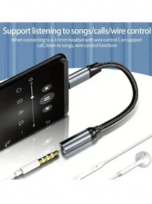 Adaptador USB tipo C a 3.5mm Aux, cable de audio jack 3.5 tipo C a conector para auriculares compatible con Samsung/Xiaomi - Multicolor - Ver 2