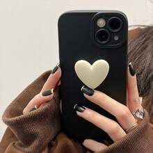 Black 3D White Heart Phone Case Compatible With IPhone 7 Plus/8 Plus/X/XS/XR/XS Max/11/12/13/14/14 Plus/15 Pro/15 Pro Max/15 Plus