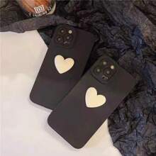 Black 3D White Heart Phone Case Compatible With IPhone 7 Plus/8 Plus/X/XS/XR/XS Max/11/12/13/14/14 Plus/15 Pro/15 Pro Max/15 Plus