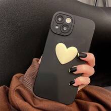 Black 3D White Heart Phone Case Compatible With IPhone 7 Plus/8 Plus/X/XS/XR/XS Max/11/12/13/14/14 Plus/15 Pro/15 Pro Max/15 Plus