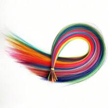 50 Strands/Pack Synthetic Hair Dye Rainbow Wig Extensions Colored Kanekalon I-Tip Keratin Fusion For Hair Extension Strands Of Hair Pieces With Hair Rings