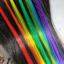 50 Strands/Pack Synthetic Hair Dye Rainbow Wig Extensions Colored Kanekalon I-Tip Keratin Fusion For Hair Extension Strands Of Hair Pieces With Hair Rings