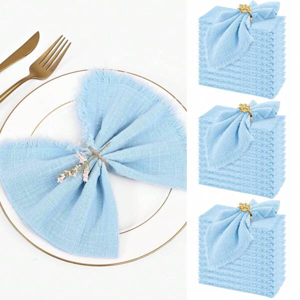 36 Pack Cotton Linen Napkins Handmade Cloth Napkins With Fringe 16"X16" Inch Handmade Cloth Napkins Soft Rustic Dinner Napkins Decorative Napkins For Weddings Party Baby Shower Various Colors