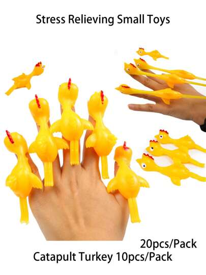 Paquete de 10 piezas/Paquete de 20 piezas Gallina de goma con efecto de lanzamiento con los dedos para adolescentes de color amarillo, juguetes elásticos de estrés y bromas prácticas divertidas, regalos de novedad y regalos divertidos, juguetes, juguetes de jugueteo, regalos para adolescentes, a granel, juguetes de jugueteo para adultos