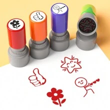4 piezas surtido de sellos, sello de goma de recompensa de evaluación y motivación con tinta roja, autoentelintados, adecuados para profesores, mini diarios, oficina, lectura, aprendizaje, marcado, vuelta al colegio, útiles escolares