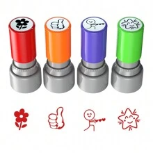 4 piezas surtido de sellos, sello de goma de recompensa de evaluación y motivación con tinta roja, autoentelintados, adecuados para profesores, mini diarios, oficina, lectura, aprendizaje, marcado, vuelta al colegio, útiles escolares