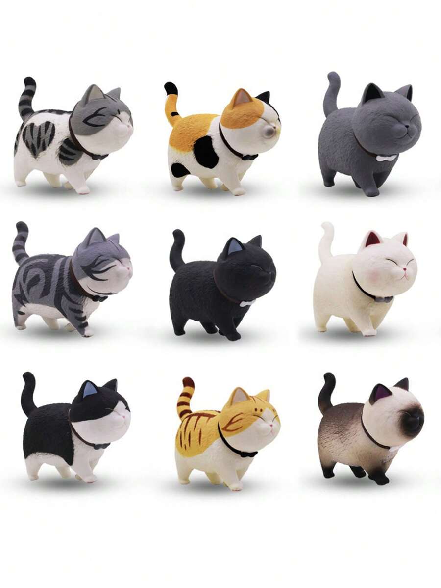 3/6/9/18PCS Cute Miniature Cats Landscape Lovely Cats Figurines Fairy Home Garden Animals Kitten Adorable Cupcake Christmas Birthday Gift For Home Garden Decor Ornament Supplies(Random),Cat,Miniature,Fairy