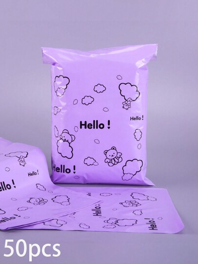 50 Stücke niedliche, cartoonbärbedruckte, wasserdichte Versandtaschen mit selbstklebendem Verschluss, geeignet für das Verpacken und Versenden kleiner Gegenstände