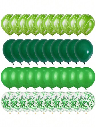 40pcs Green Balloon Set - Metallic & Printed Paper Balloons, Jungle Animals Theme Birthday Party Decoration, Baby Shower Gift,