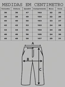 Calça Baggy Fit Masculina Jeans Lisa Básica Sem Lycra - Lavagem Média - Visão 9