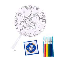 A Set Of Handmade Graffiti Fans Plus Random Watercolor Pens Creative DIY Painting Small Fans Cartoon Blank Round Fan Educational Toys Suitable For Entertainment Gifts - Multicolor - View 16