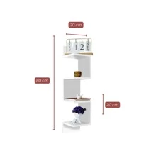 Prateleira De Canto Livros Nicho Mdf Branco Decoração Branca Preta - Branco - Visão 8