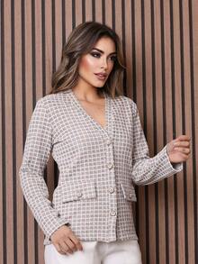 Women Lightweight Blazers - 米色 - 查看 3