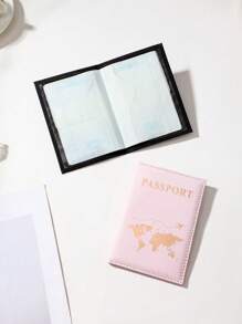 2pcs Customizable Couple Passport Holders PU Material Hot Stamping Embossed Map Letter Design Portable Multifunction Travel Accessory Gift For Him Her - Multicolor - View 6