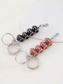 1pc Fashionable Sporty Keychain With Zinc Alloy Rugby Chain And Lobster Clasp, Suitable For Backpack Pendant, Keychain Collecting Accessories - Steel - View 4