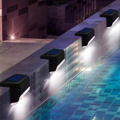 4/8/16 件户外太阳能甲板台阶灯 Ip65 防水壁灯彩灯/白光/暖光户外装饰氛围景观灯适用于楼梯台阶栅栏游泳池庭院露台路径灯走廊阳台花园装饰安全灯。