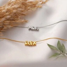 Collier à lettres 3D à la mode, collier avec bulle de nom personnalisé, bijoux personnalisés, collier en argent sterling, cadeau pour la Saint-Valentin