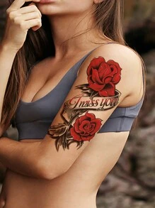 10 pièces Autocollants de tatouage temporaire de fleurs de pivoine et de rose pour femmes, filles et adultes, tatouage temporaire réaliste de papillon et de fleurs aquarelle pour doigts et cou
