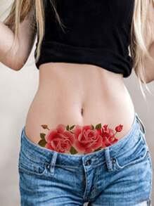 10 pièces Autocollants de tatouage temporaire de fleurs de pivoine et de rose pour femmes, filles et adultes, tatouage temporaire réaliste de papillon et de fleurs aquarelle pour doigts et cou