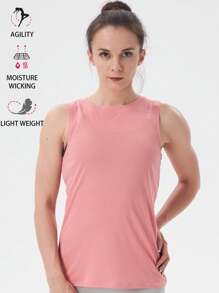 Yoga Basic Solid Breathable Athletic Tank Top Sleeveless T-Shirts Back Wrinkle Design Summer Strawberry Pink - Coral Red - View 6