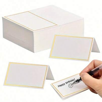50pcs Gold/Silver Hot Stamping Wedding Table Name Card, Guest Seat Sign-In Card, Table Card,Christmas