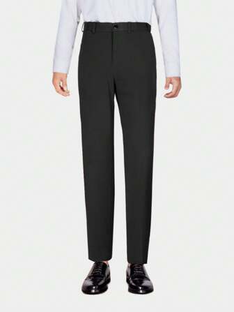 CLOUDSTYLE Men's Plain Pleated Straight-Leg Suit Pants For Daily Business And Travel