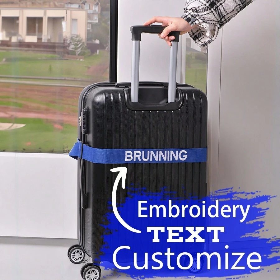 Correa de equipaje personalizada de 180cm X 5cm: asegure su maleta con una correa de nombre bordado personalizado con su nombre o texto
