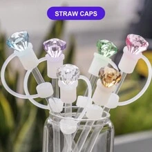 1pc/2pcs/6pcs Rhinestone Straw Cap, Suitabl E For Cups 30oz And 40oz, Dustproof Silicone Straw Caps, Reusable Straw Cover For 10mm (0.4in) Straws, Cup Accessories