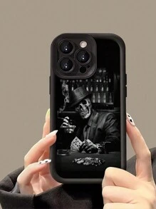 哥特风兼容苹果新款高端纹理加厚防摔绅士骷髅扑克图案手机壳，兼容/Galaxy/Redmi，防水防震防刮，国际版，非国内版 - 彩色 - 查看 1