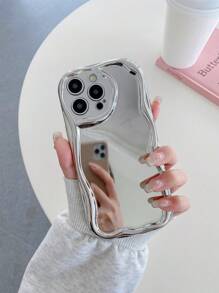 1. 高档镀银奶油色波纹边手机壳，兼容苹果/小米/红米/OPPO/vivo/三星/传音/Infinix，国际版，非国内版 - 銀色 - 查看 2