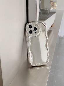 1. 高档镀银奶油色波纹边手机壳，兼容苹果/小米/红米/OPPO/vivo/三星/传音/Infinix，国际版，非国内版 - 銀色 - 查看 7