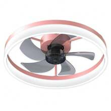 Ceiling Fans With Lights Dimmable LED Embedded Installation Of Thin Modern Ceiling Fans(Pink)