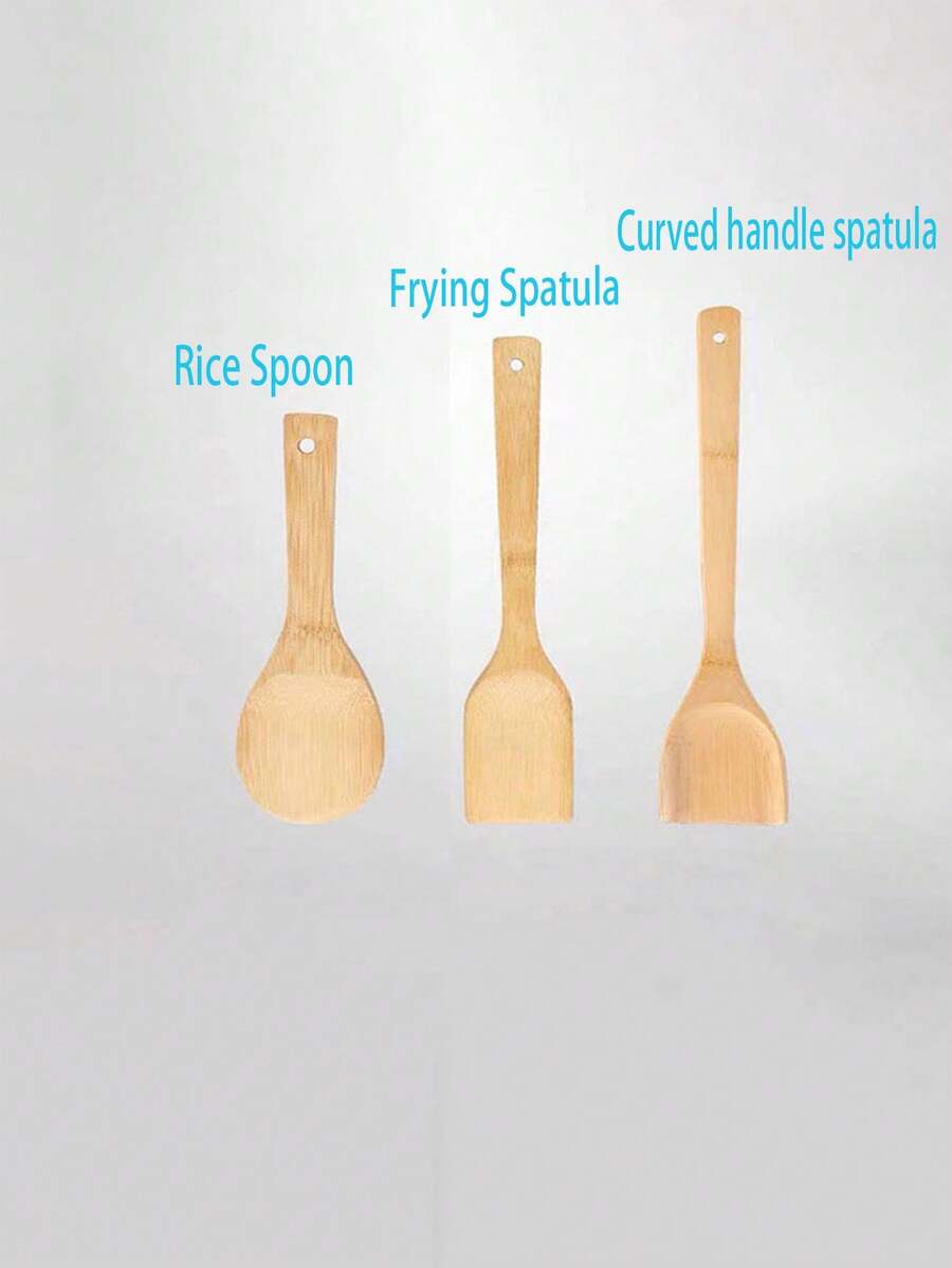 1入竹製不鏽鍋鍋鏟，未上漆楠木翻炒勺，耐高溫烹飪器具，食品、烹飪、廚房、廚房用品、廚房工具、廚房用品。
